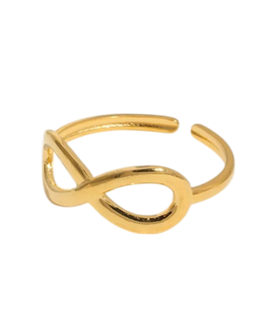Verstellbarer Infinity Ring aus Edelstahl vergoldet mit 18K