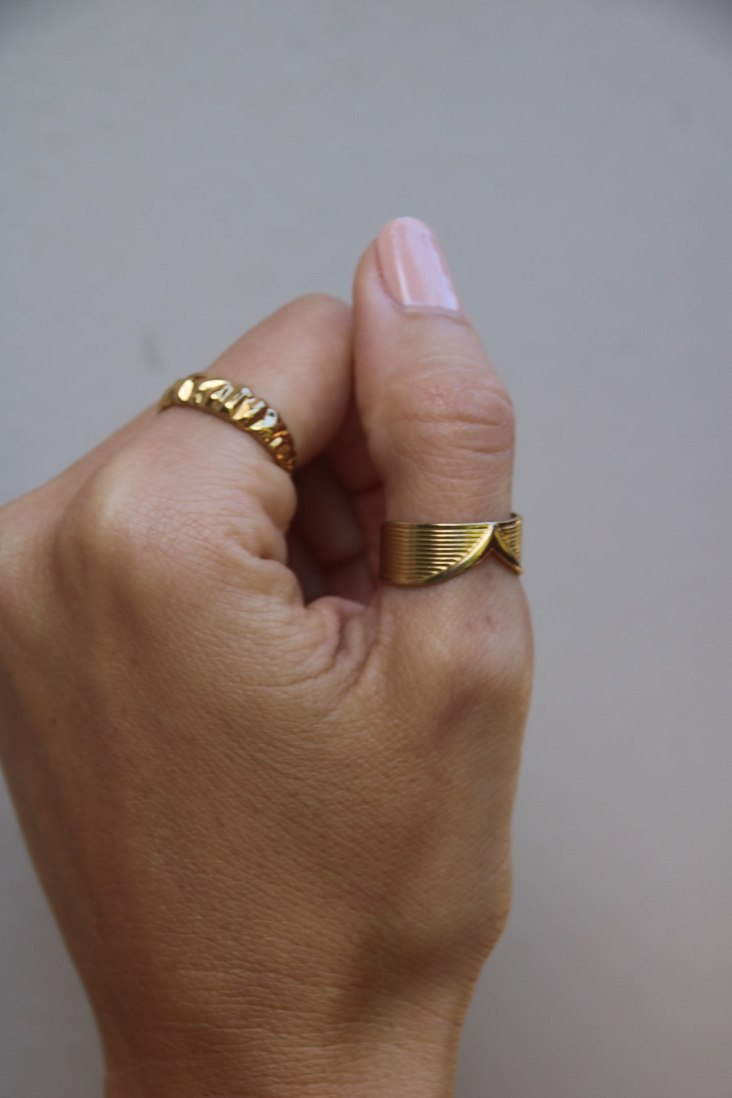 Golden Wave Ring, Adjustable Ring
