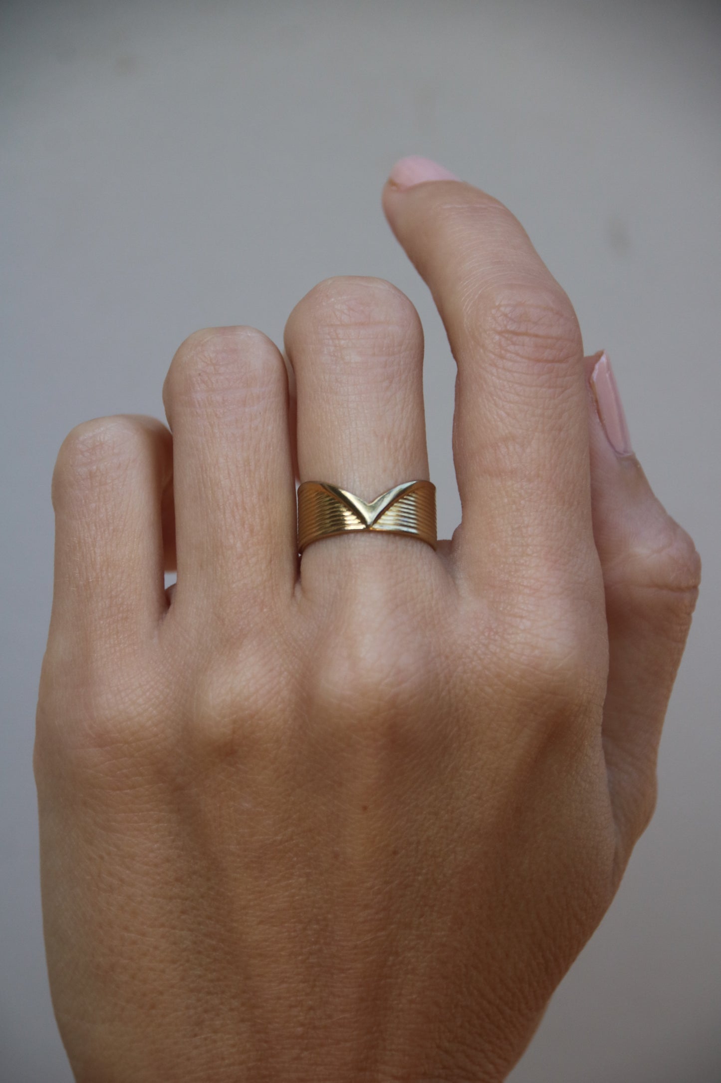 Golden Wave Ring, Adjustable Ring