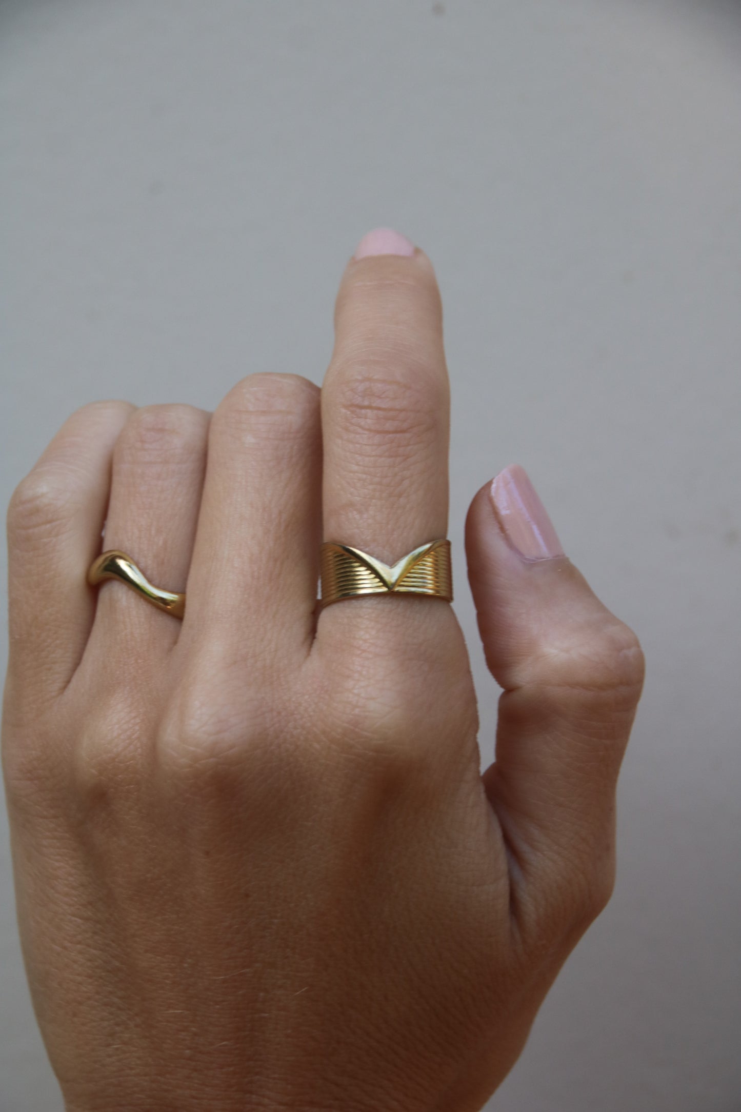 Golden Wave Ring, Adjustable Ring