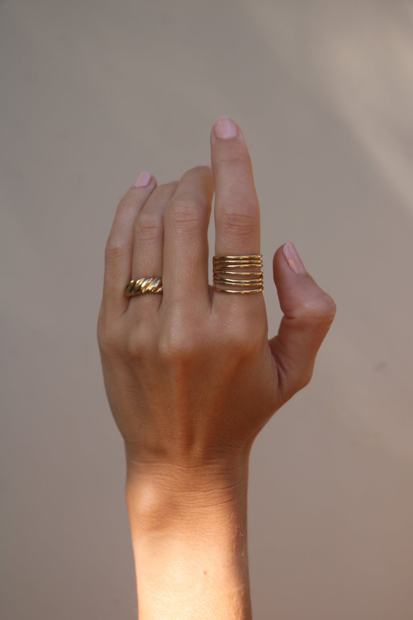 Golden Wave Ring, Adjustable Ring