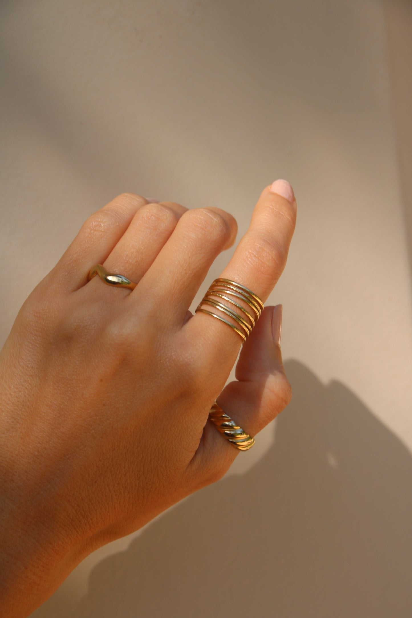 Golden Wave Ring, Adjustable Ring