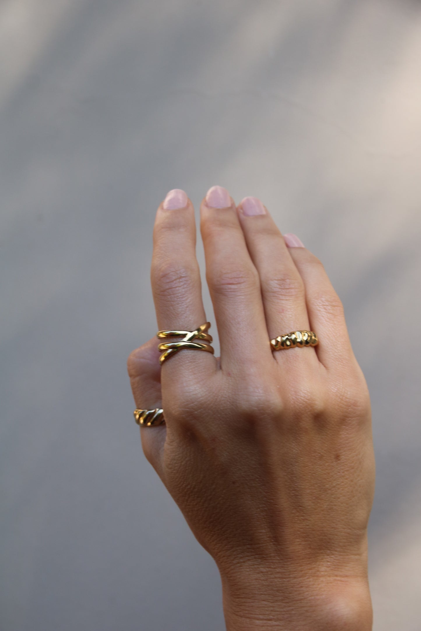Cross Ring Gold, adjustable gold ring