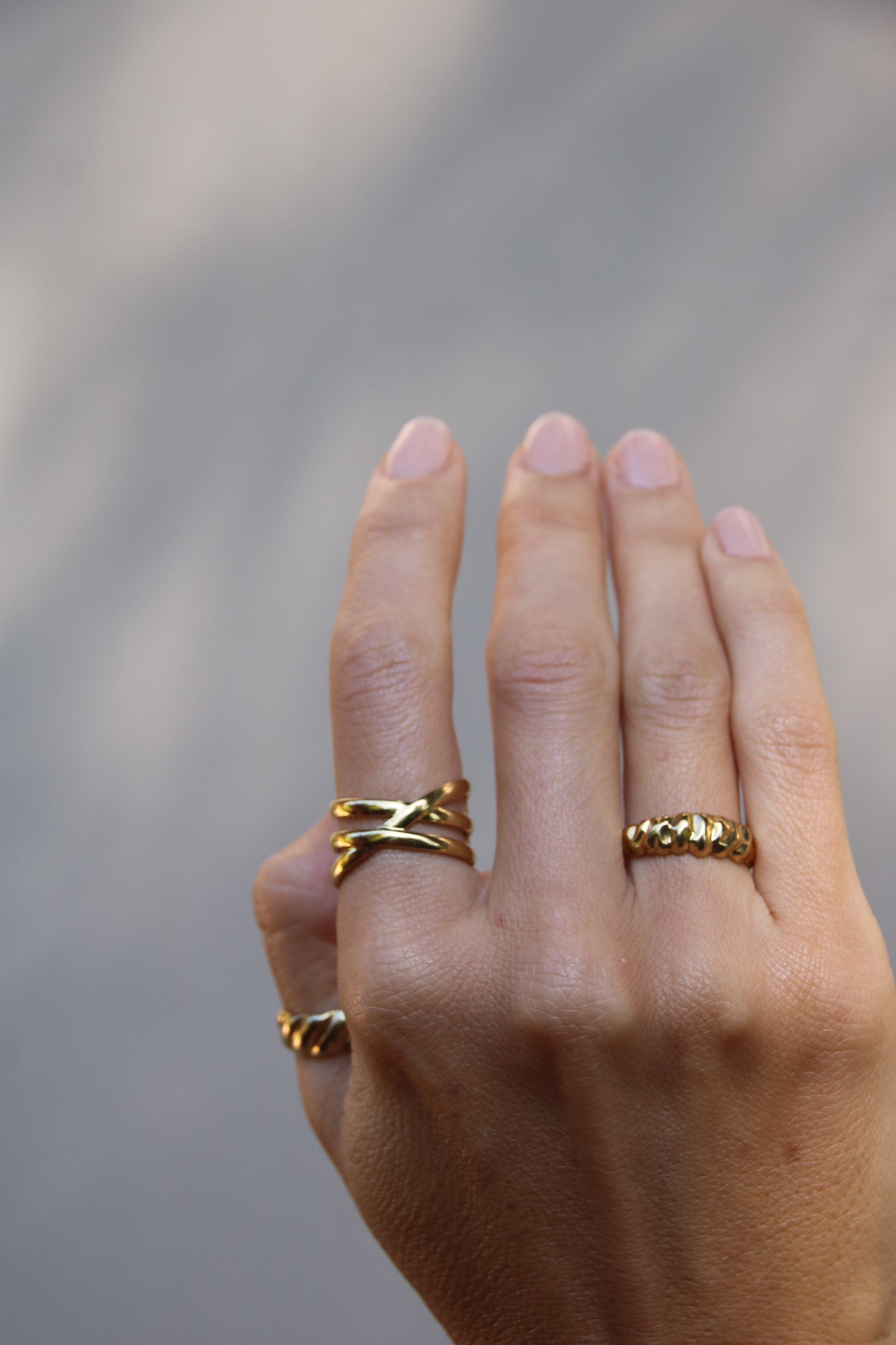 Cross Ring Gold, adjustable gold ring