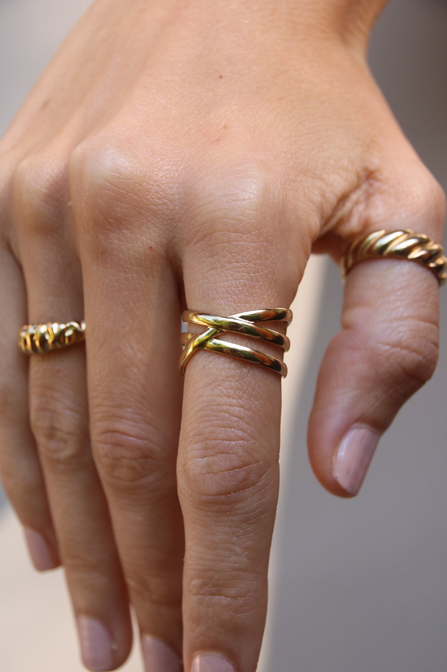 Cross Ring Gold, adjustable gold ring