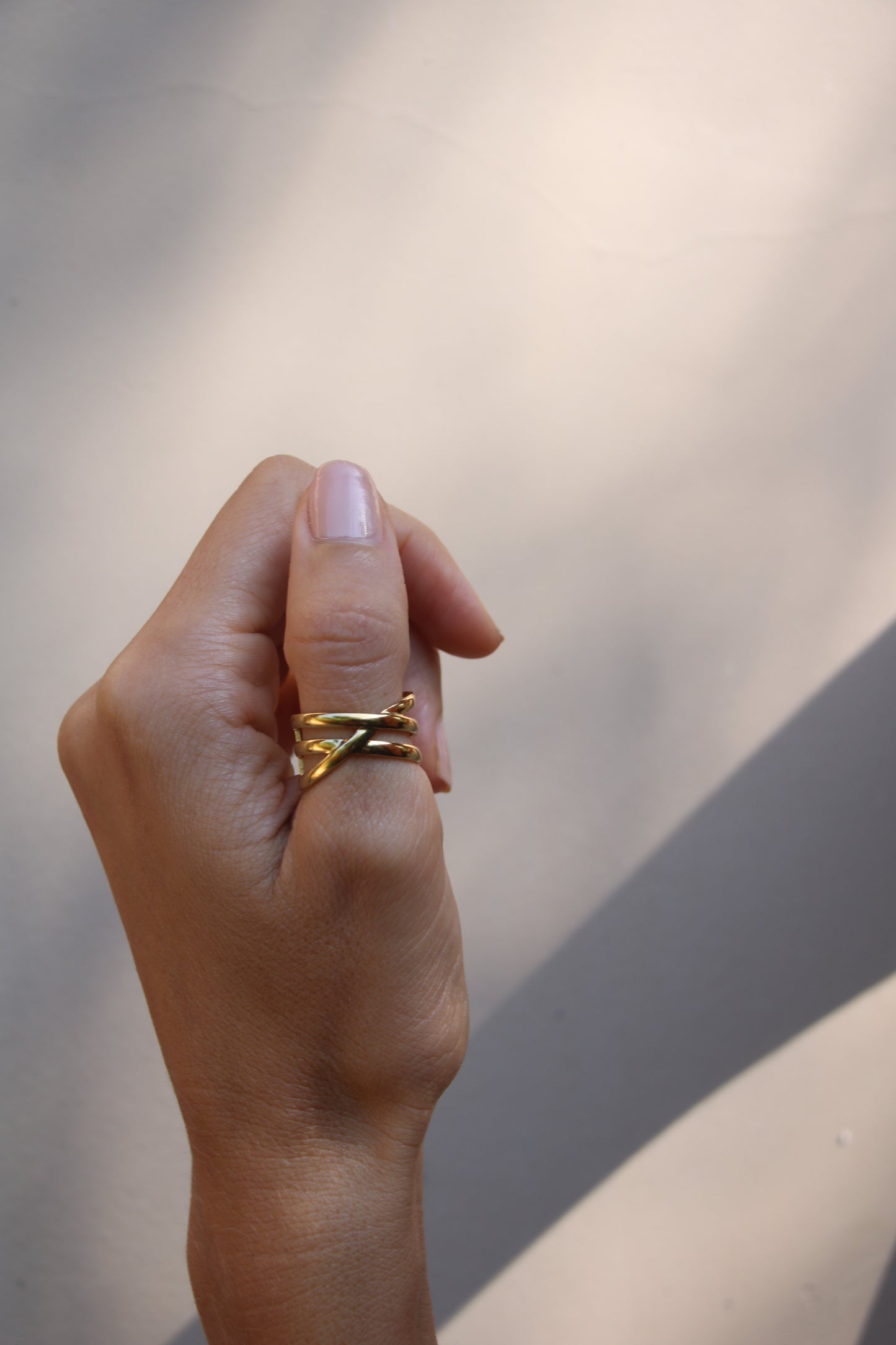 Cross Ring Gold, adjustable gold ring