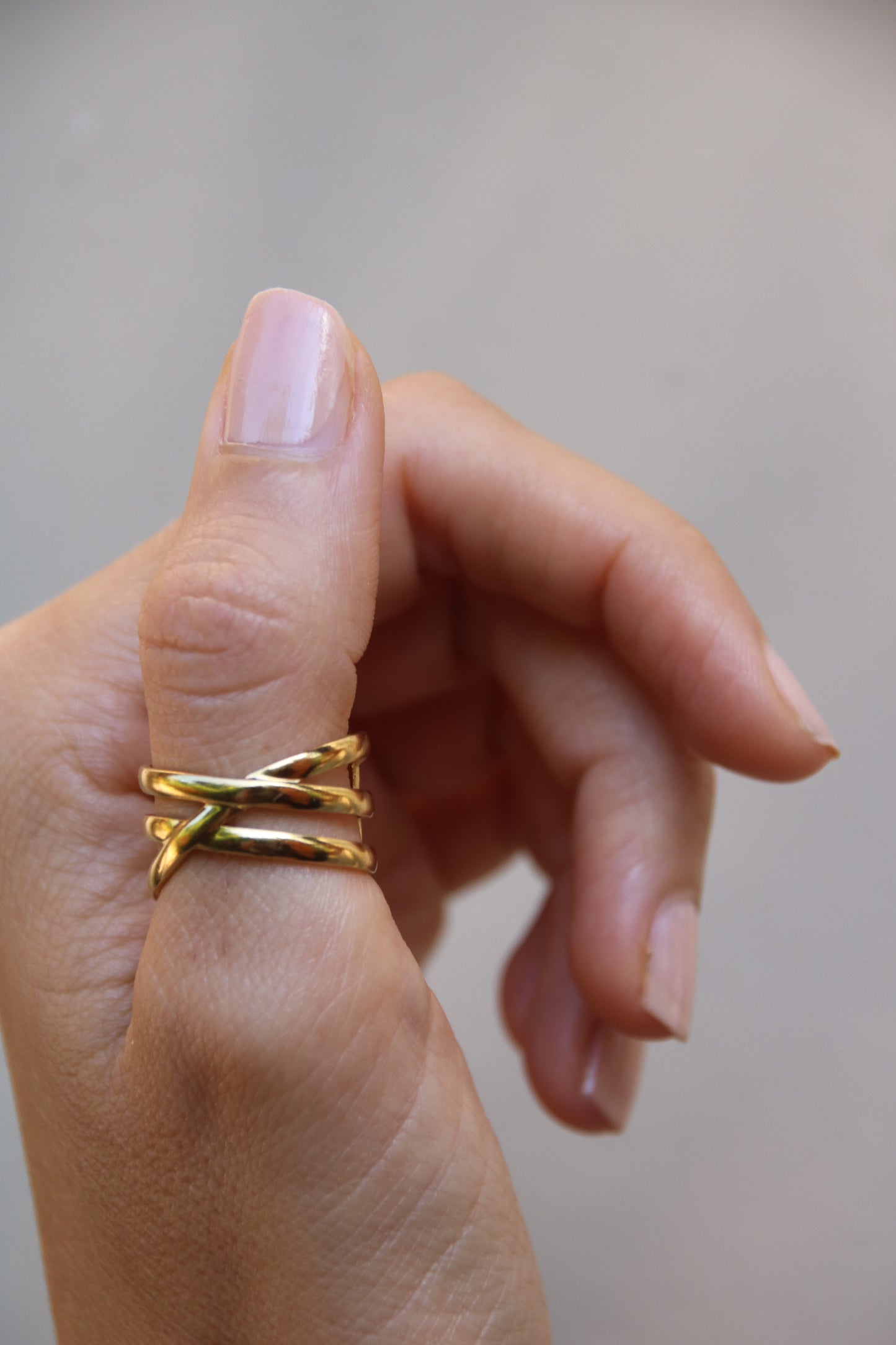 Cross Ring Gold, adjustable gold ring