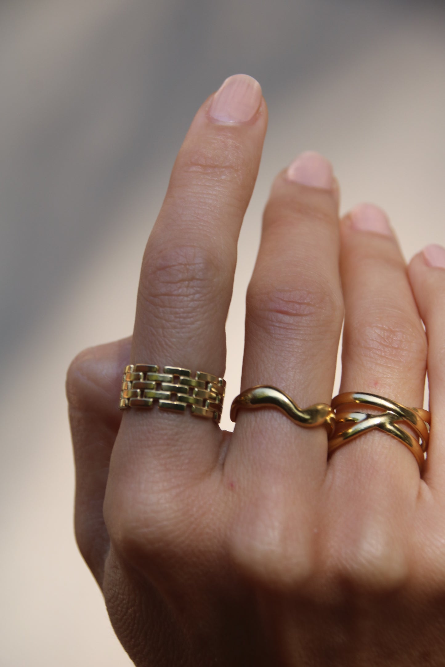 Cross Ring Gold, adjustable gold ring