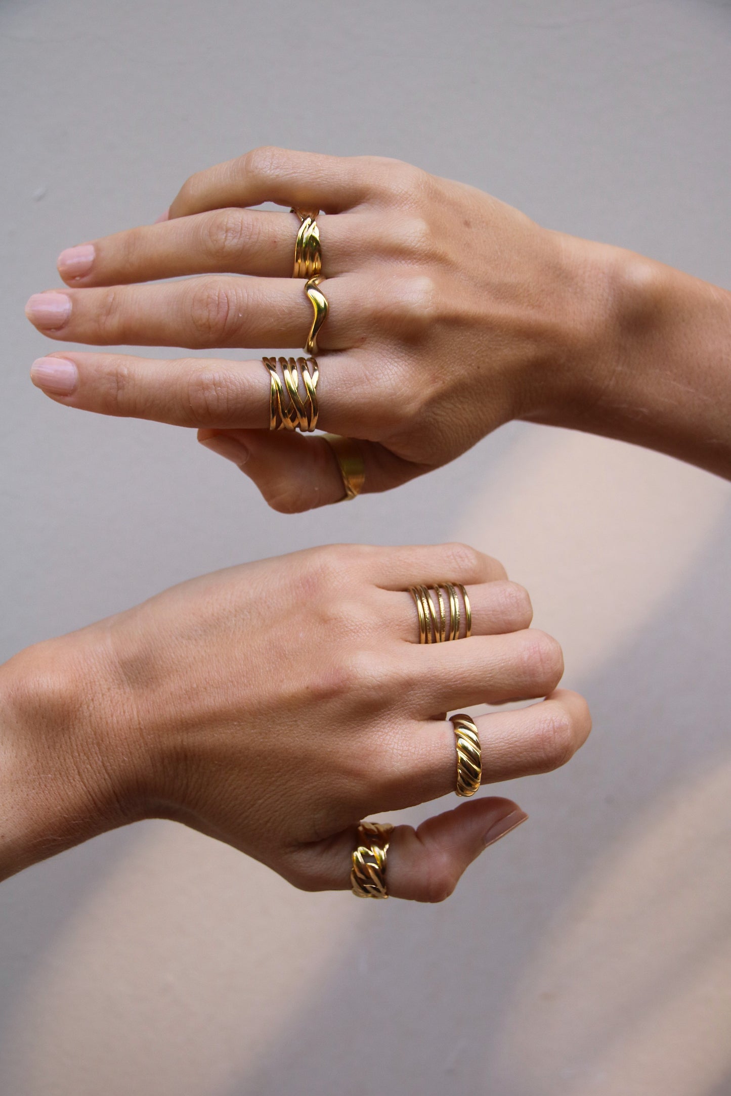 Golden Wave Ring, Adjustable Ring