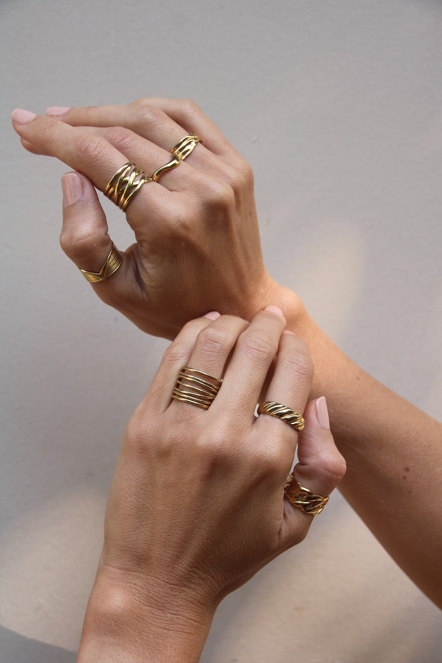 Golden Wave Ring, Adjustable Ring