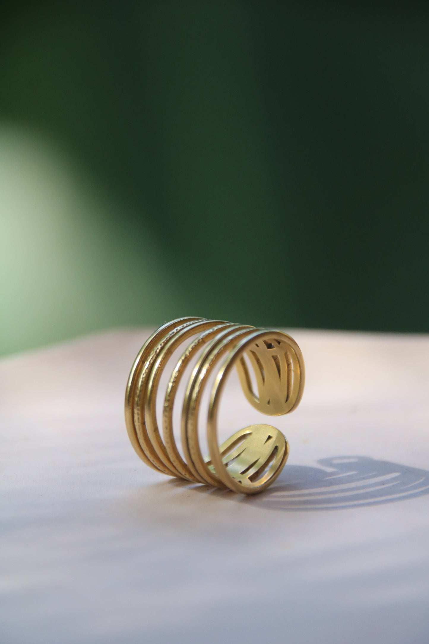 Golden Wave Ring, Adjustable Ring