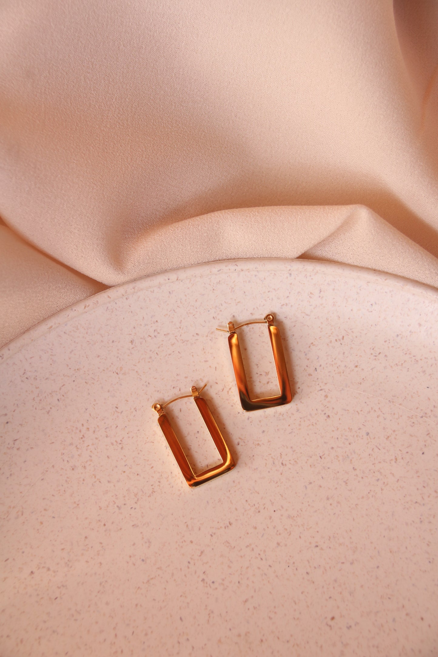 Boucles d'oreilles rectangulaires en acier inoxydable 18 carats