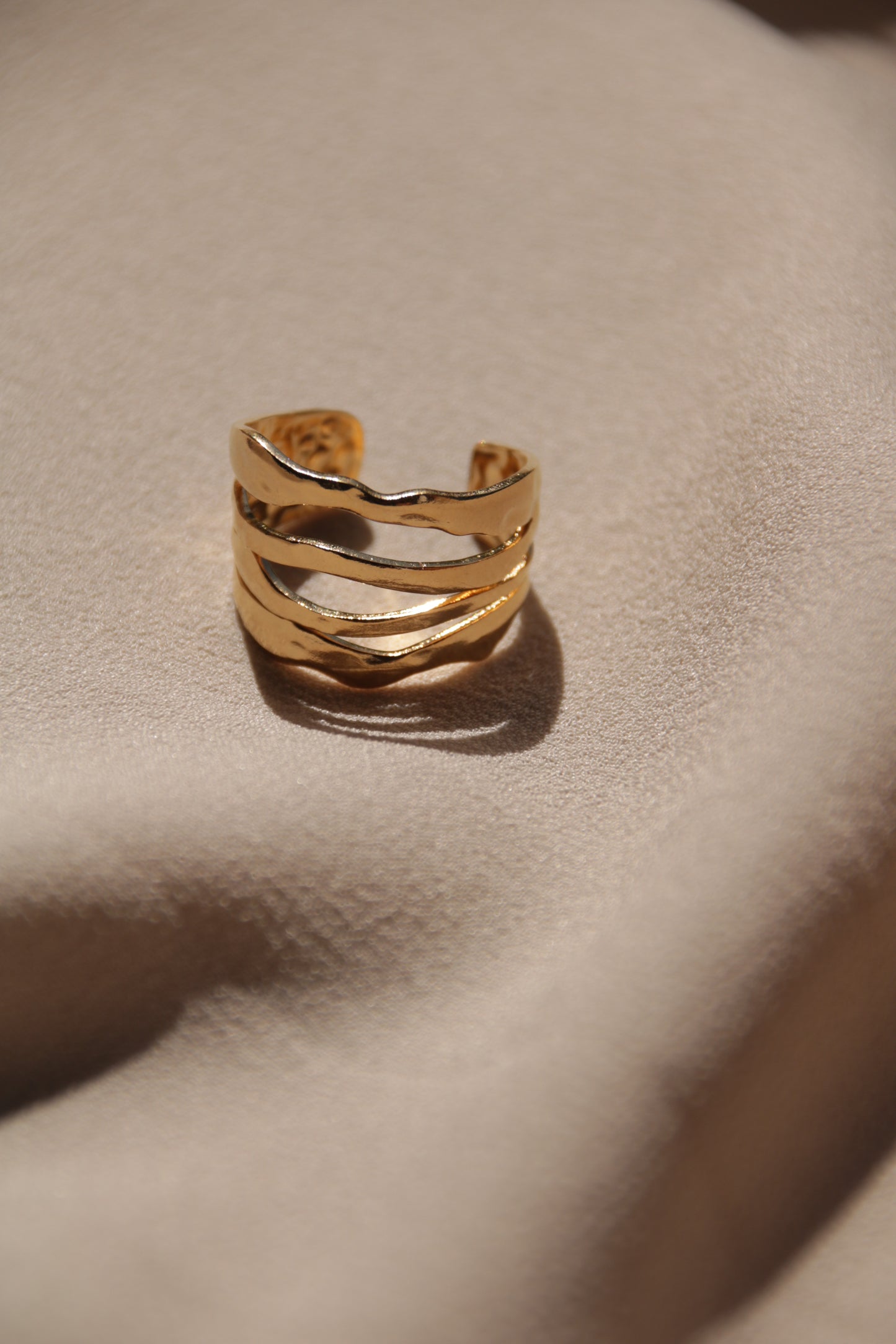 Golden Wave Ring, Adjustable Ring
