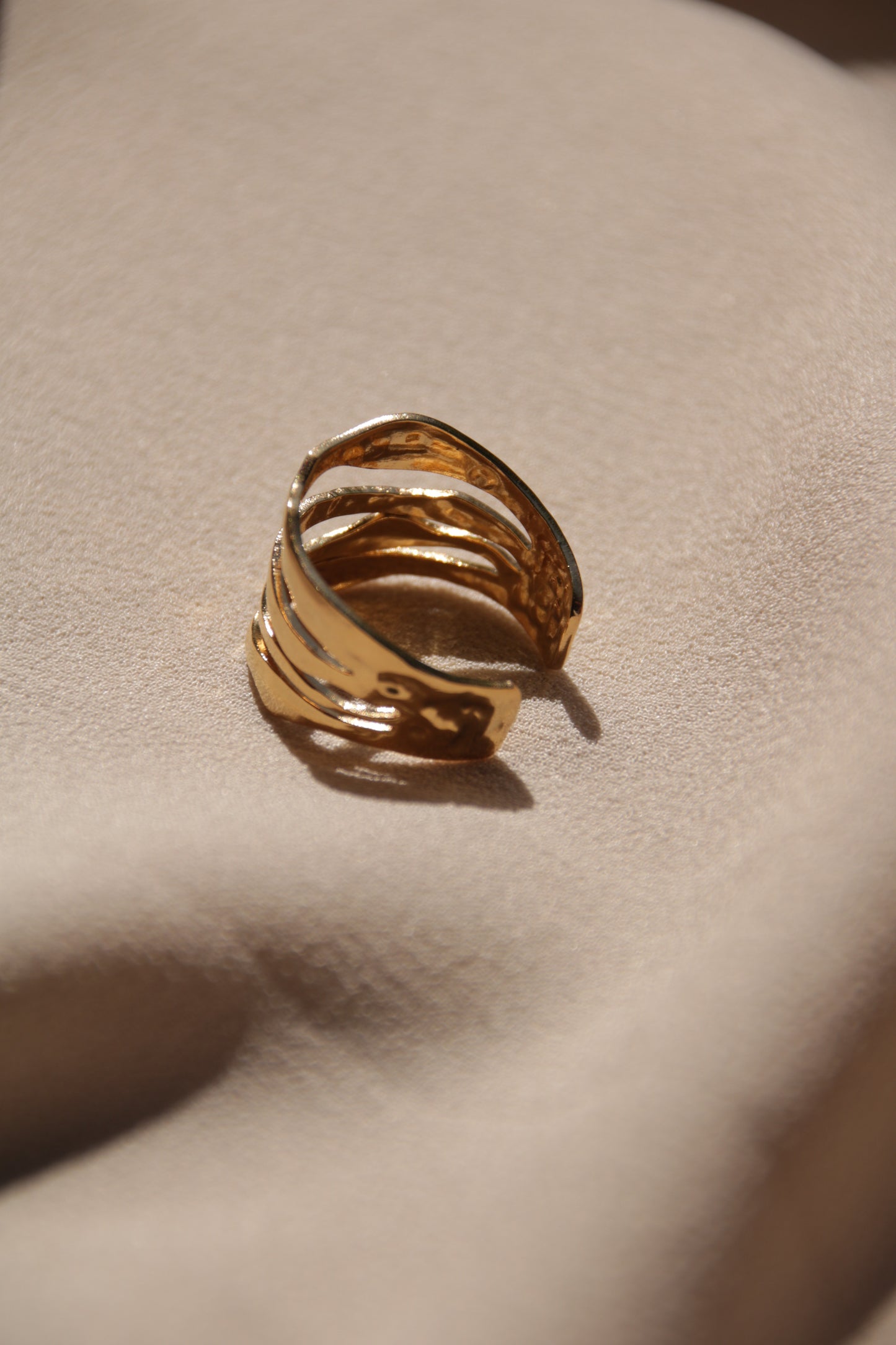 Golden Wave Ring, Adjustable Ring