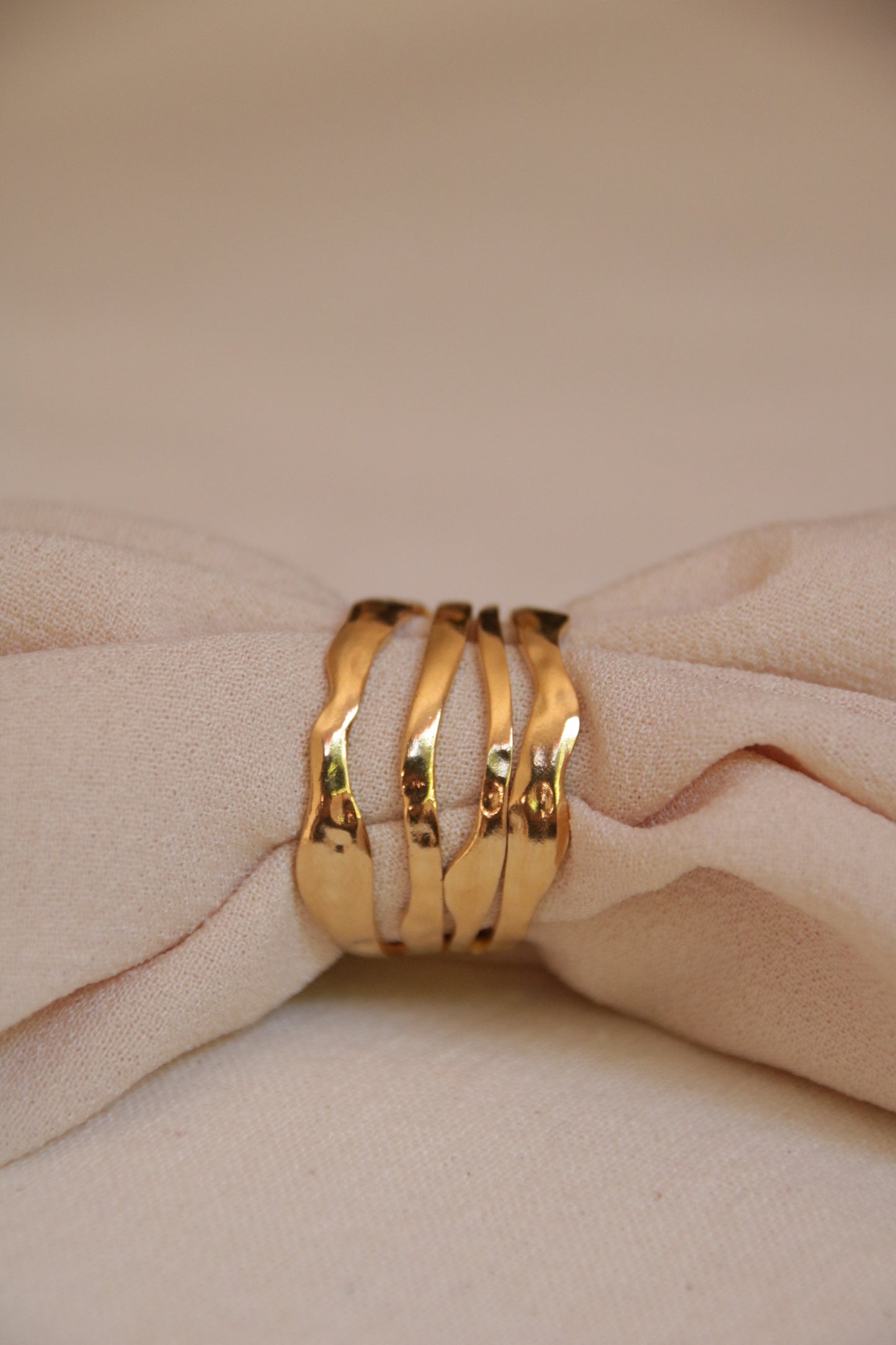 Golden Wave Ring, Adjustable Ring