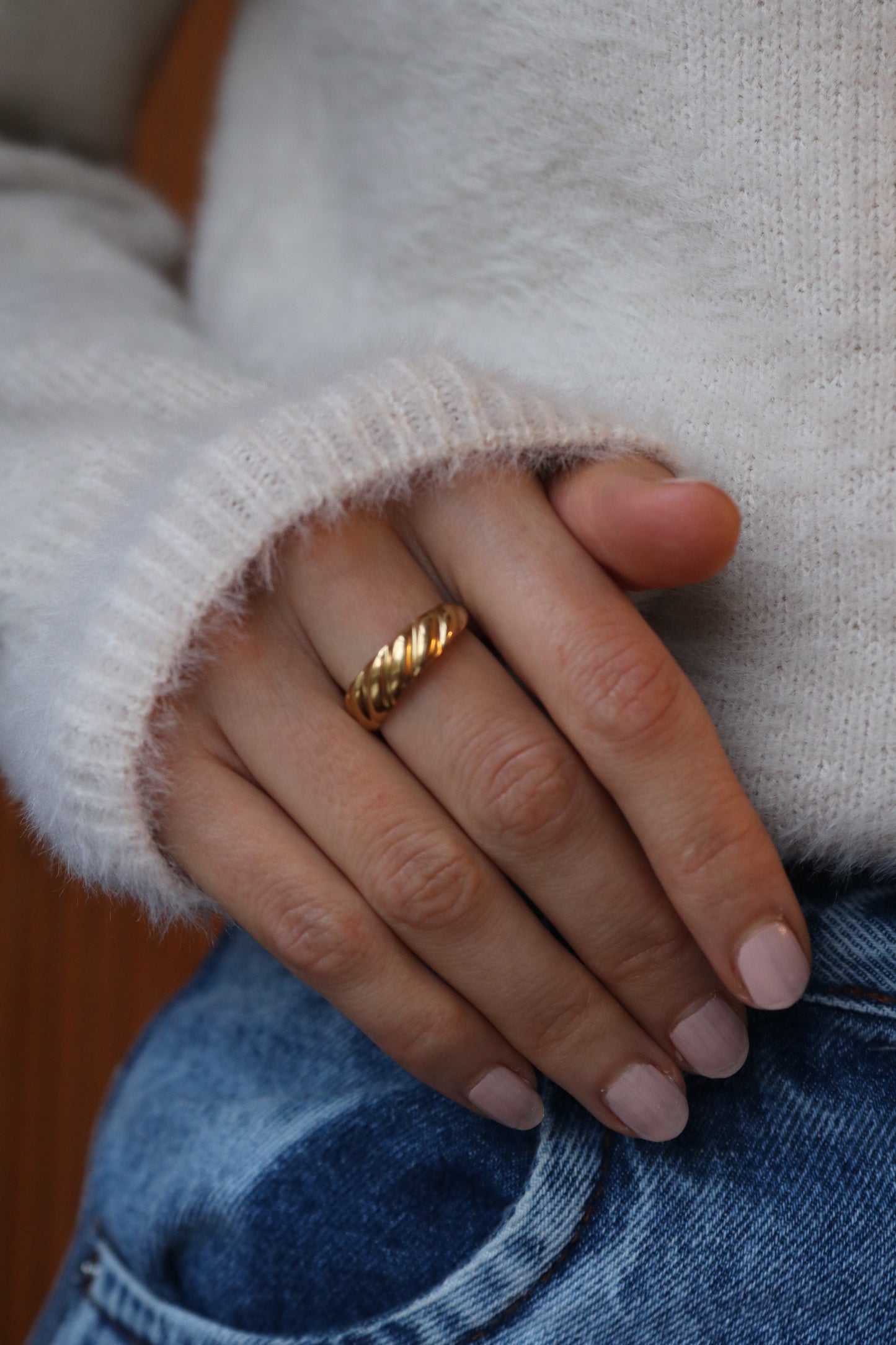 Golden Adjustable Ring, Chunky Gold Ring