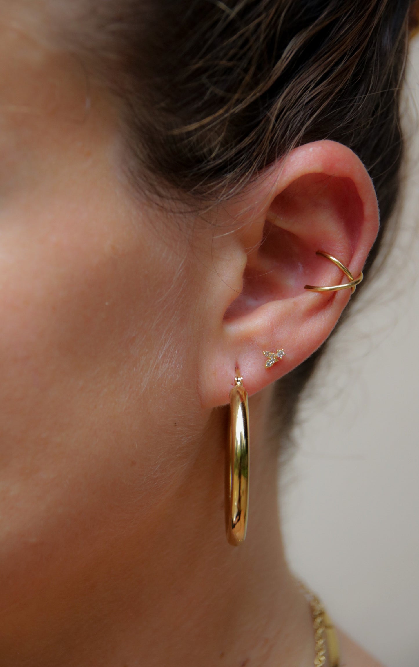 Boucles d'oreilles créoles classiques en or en acier inoxydable 18 carats
