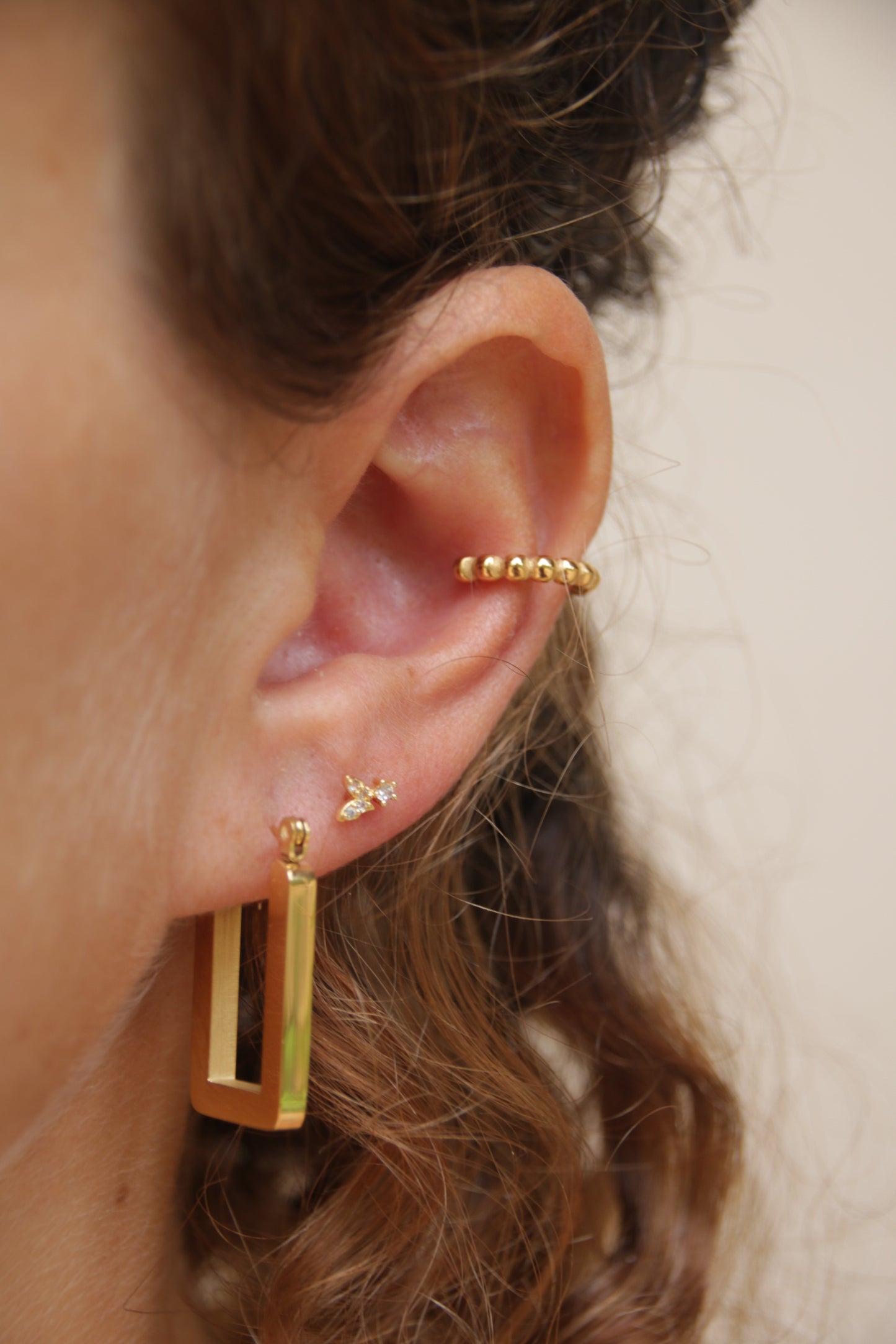 Boucles d'oreilles rectangulaires en acier inoxydable 18 carats