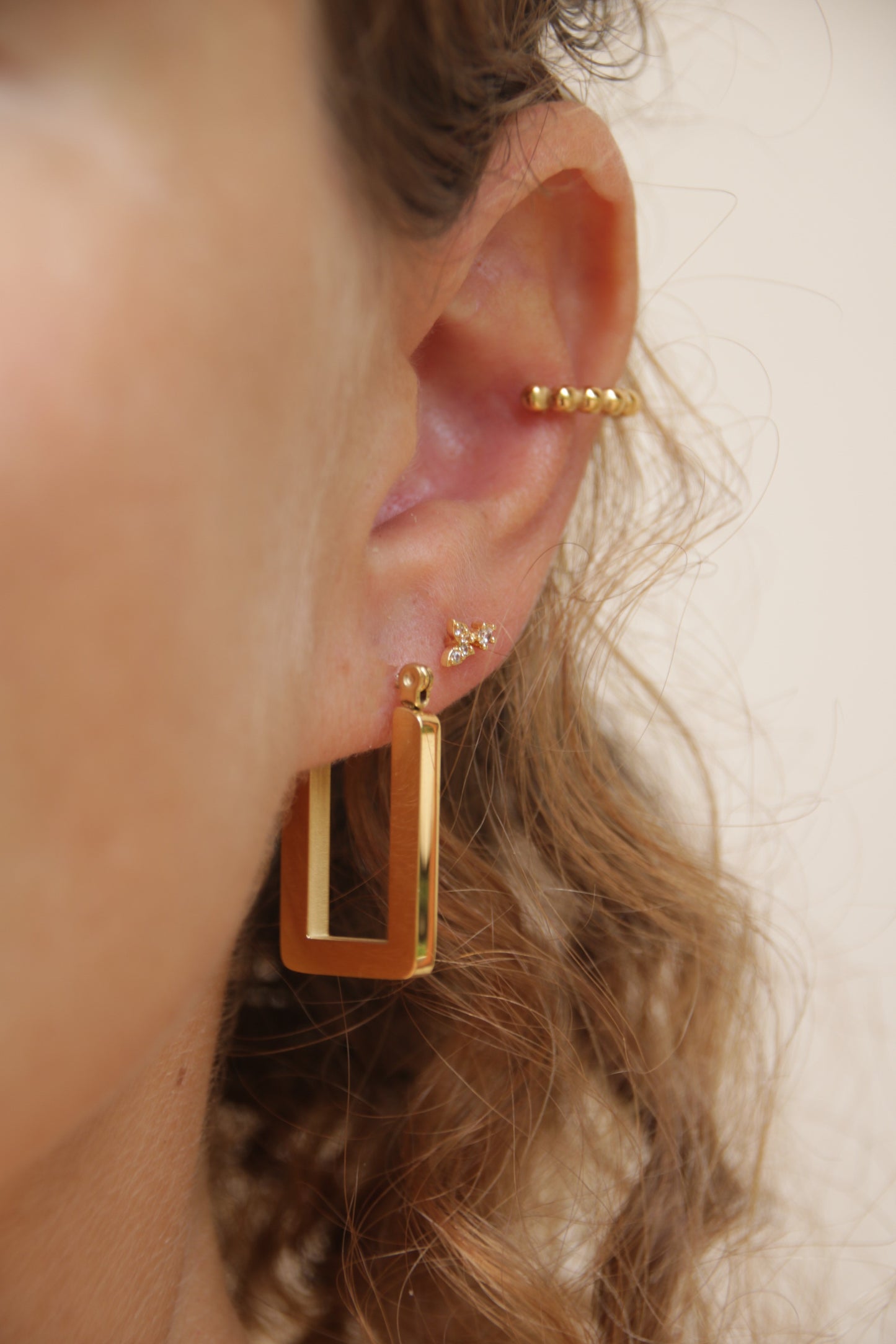 Boucles d'oreilles rectangulaires en acier inoxydable 18 carats