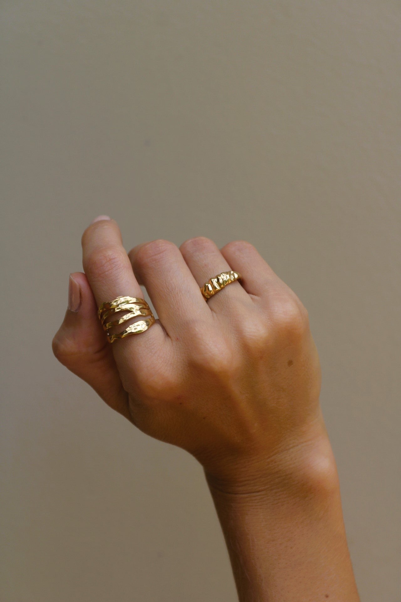 Golden Wave Ring, Adjustable Ring