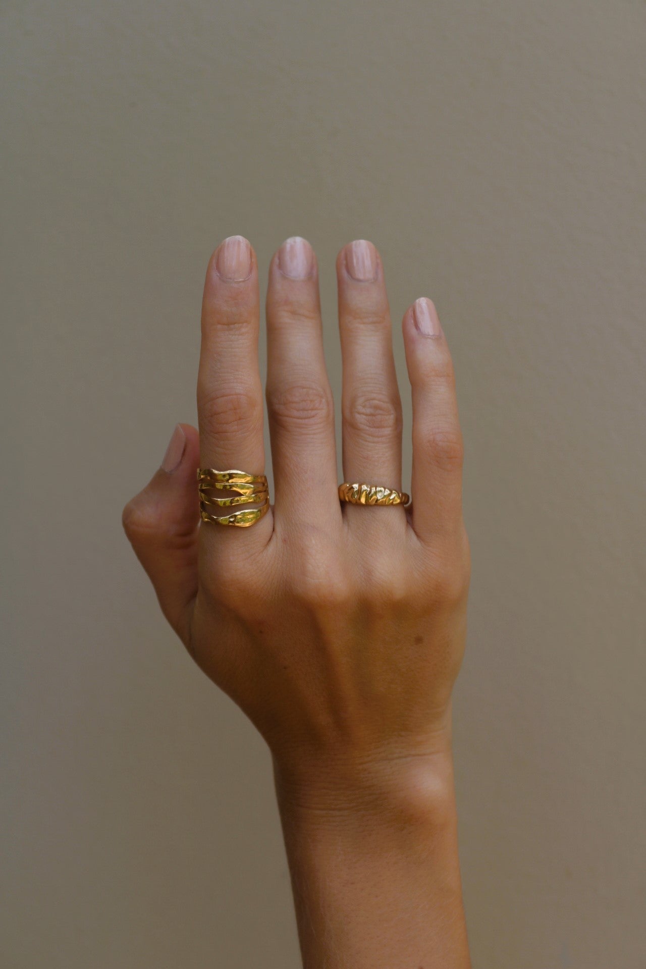 Golden Wave Ring, Adjustable Ring