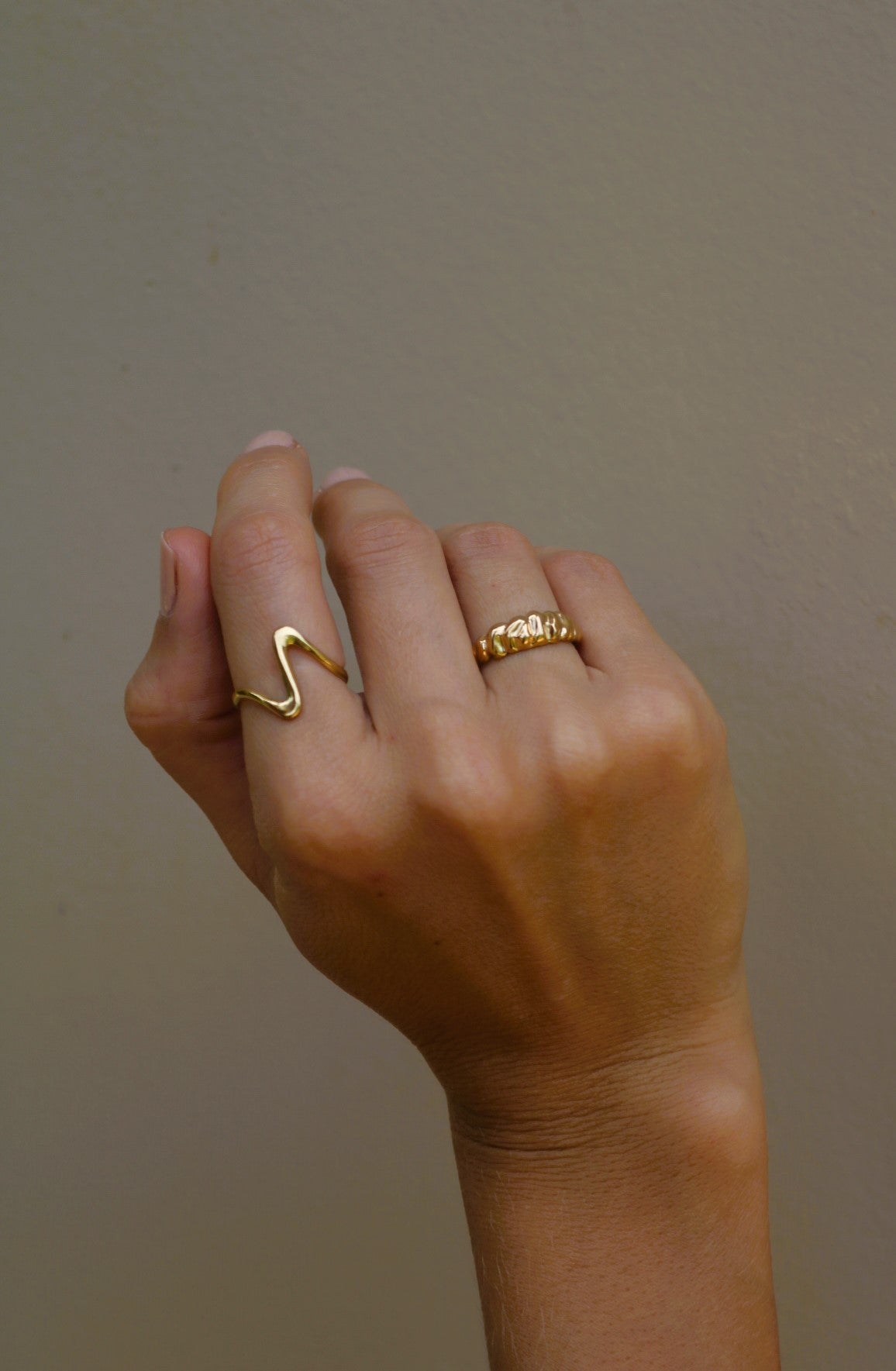 Golden Wave Ring, Adjustable Ring
