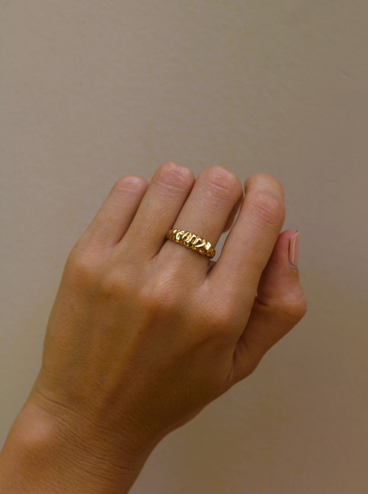 Golden Wave Ring, Adjustable Ring