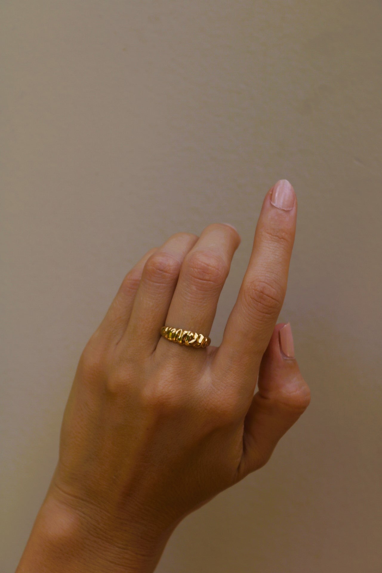 Golden Wave Ring, Adjustable Ring