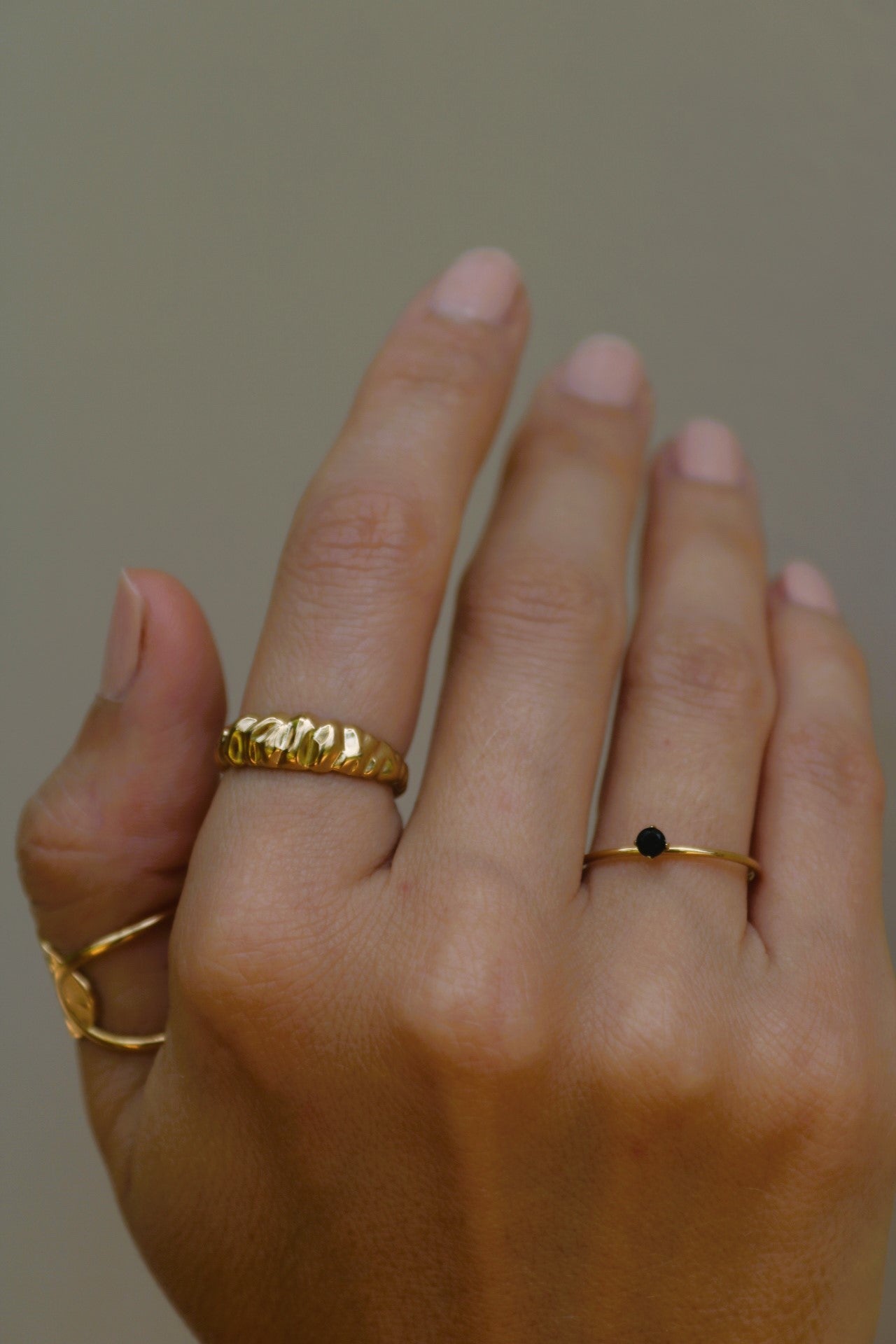 Golden Wave Ring, Adjustable Ring