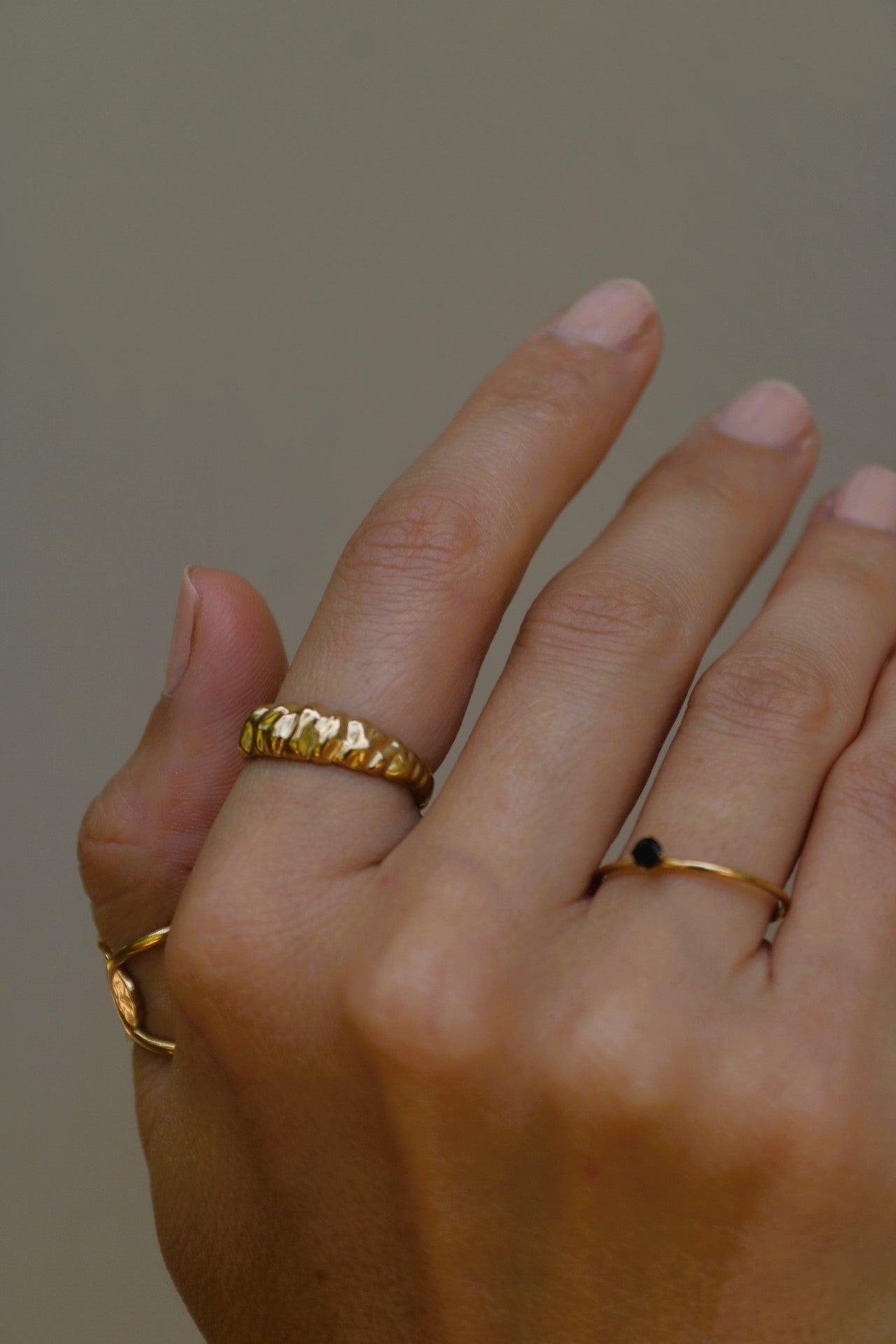 Golden Wave Ring, Adjustable Ring