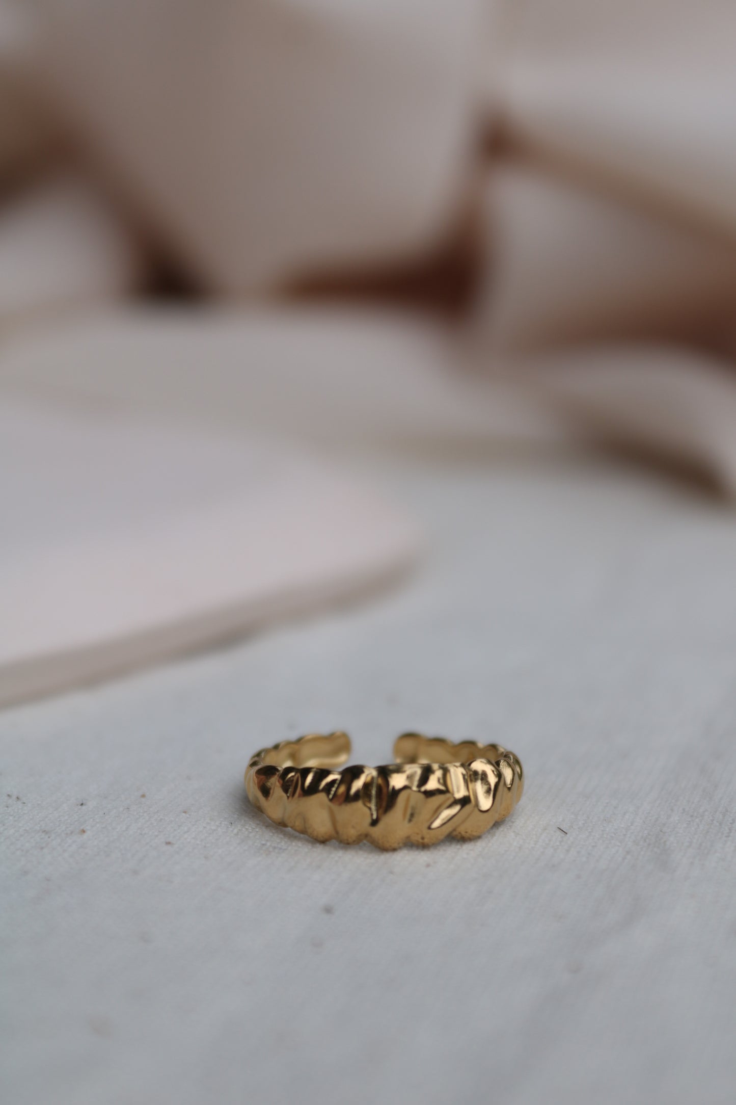 Golden Wave Ring, Adjustable Ring