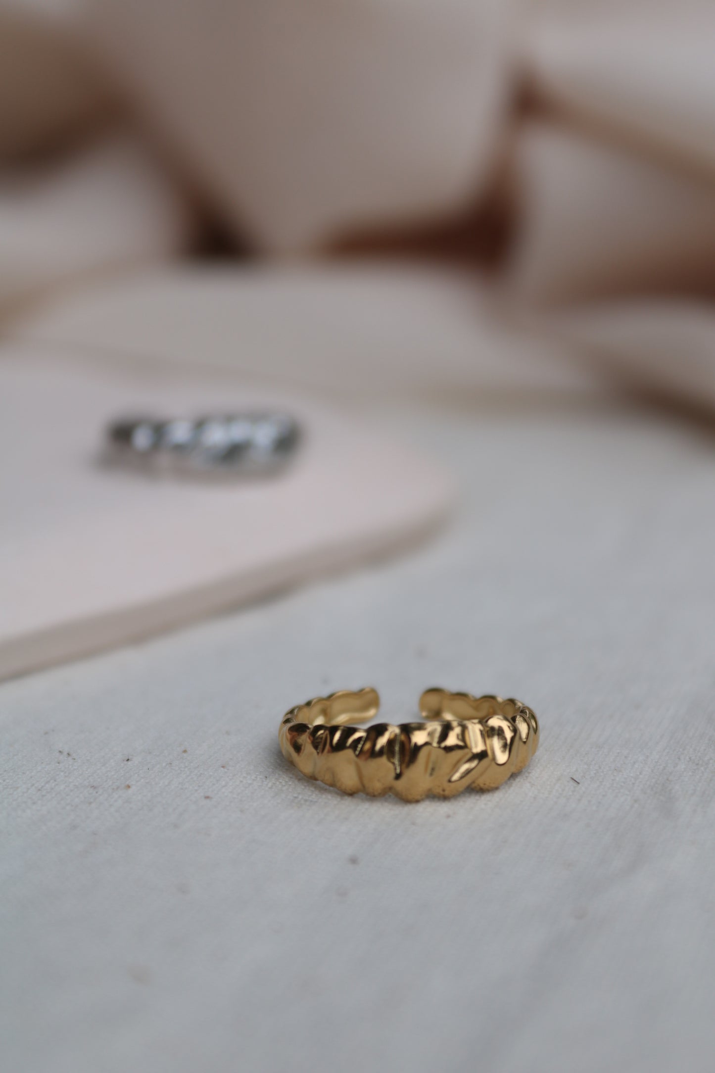 Golden Wave Ring, Adjustable Ring