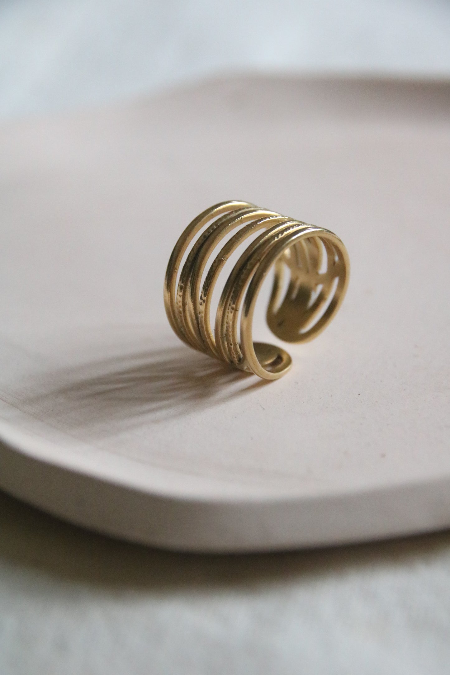 Golden Wave Ring, Adjustable Ring