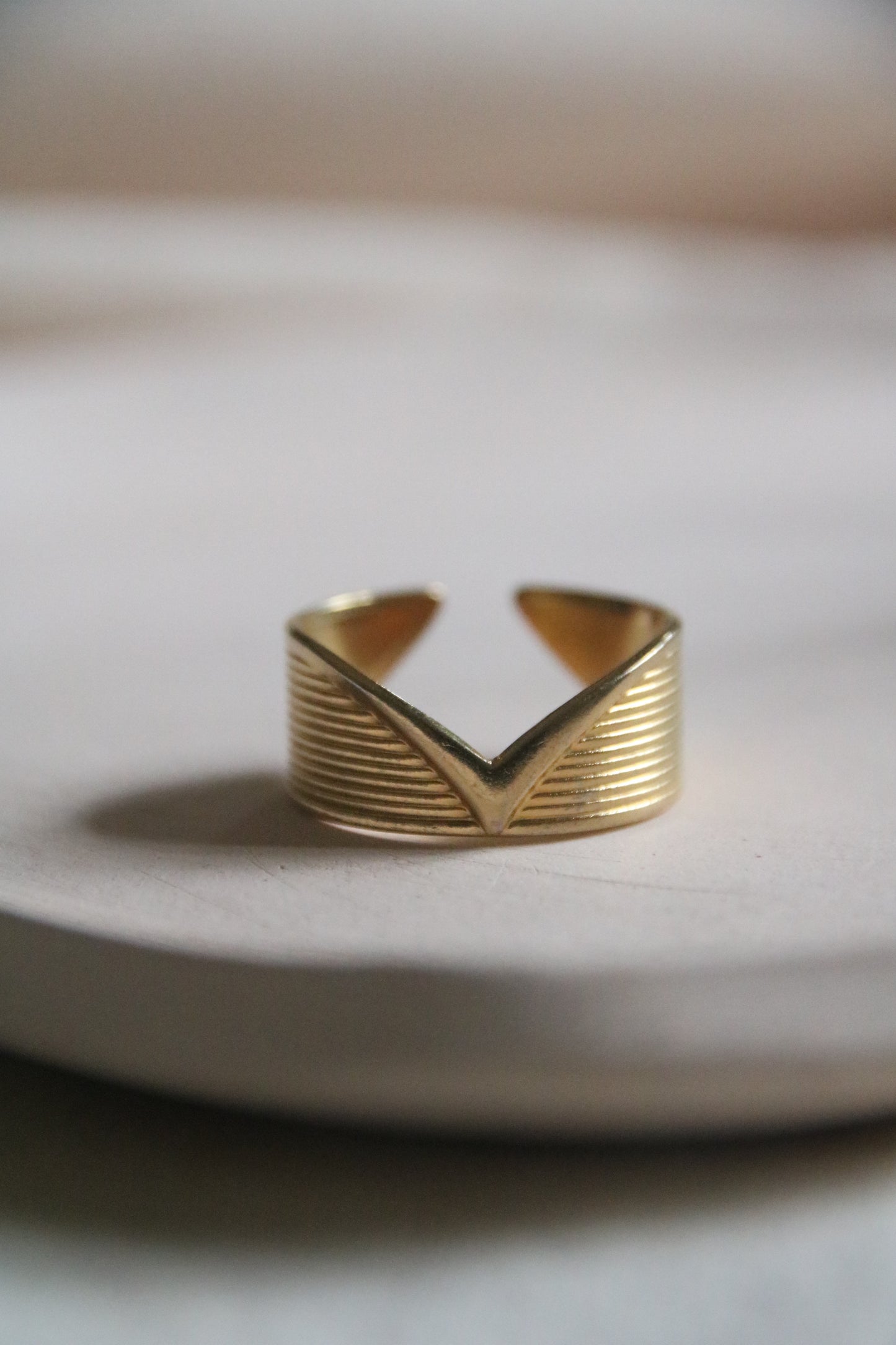 Golden Wave Ring, Adjustable Ring