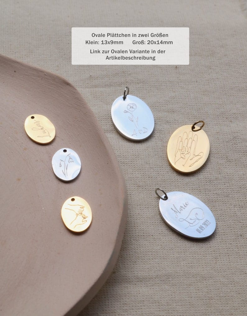 Personalisierte Gravur Plättchen- Gravurplättchen mit Namen und Symbolen