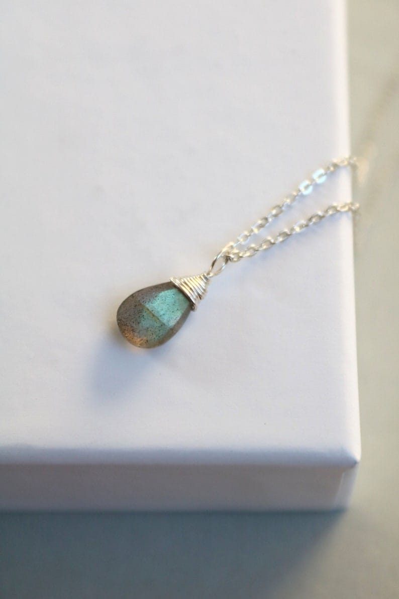 Collier en argent labradorite, collier avec pierre, colliers en cristal argent