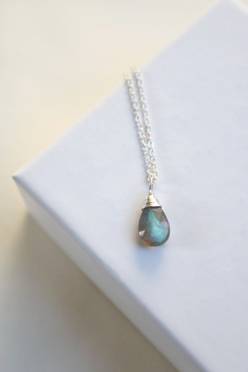 Collier en argent labradorite, collier avec pierre, colliers en cristal argent