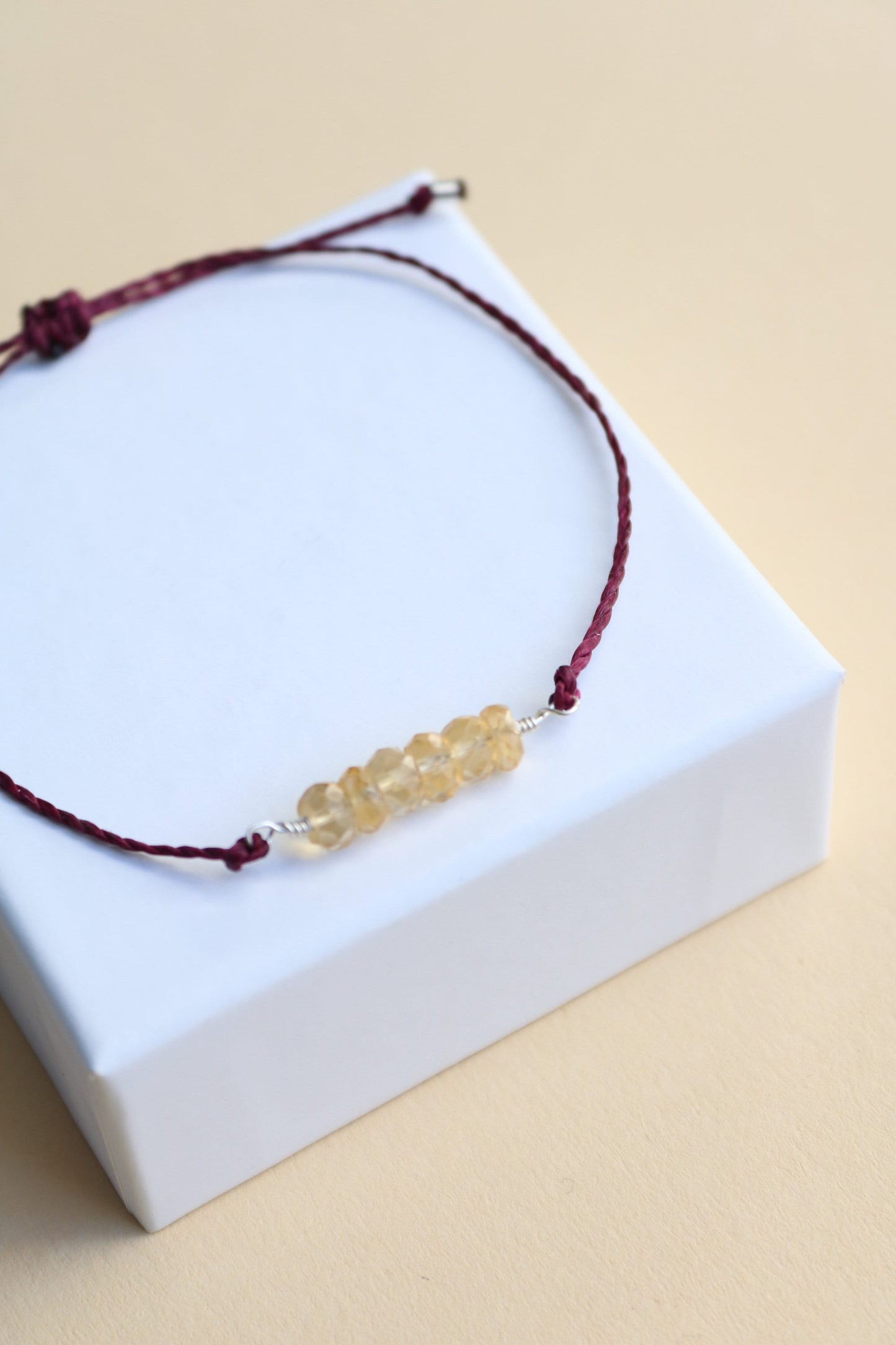 Bracelet citrine, bracelet personnalisé, bijoux en pierre de naissance
