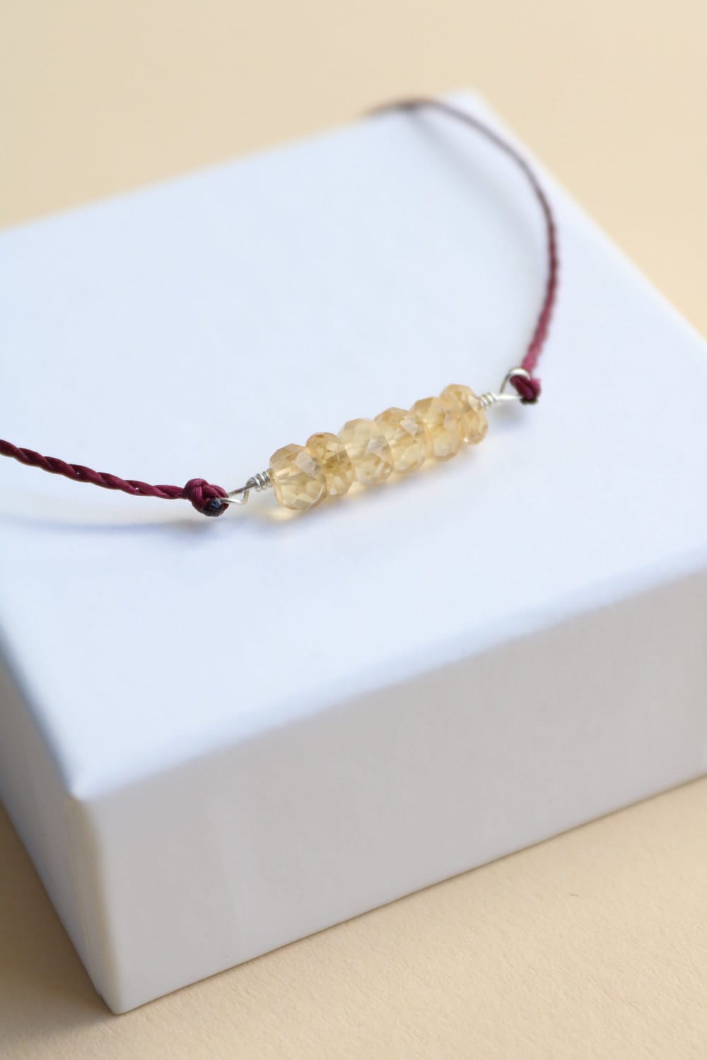 Bracelet citrine, bracelet personnalisé, bijoux en pierre de naissance