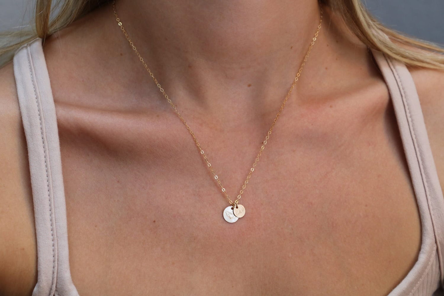 Kette mit Personalisierter Gravur, Plättchen Kette personalisiert mit 10mm & 8mm