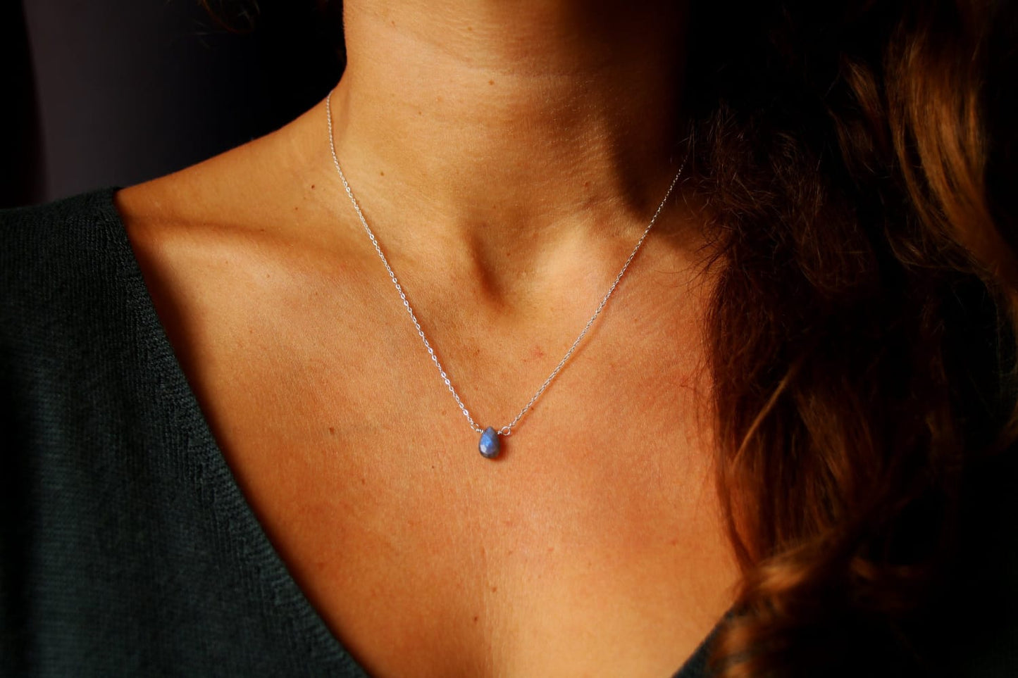 Collier labradorite argent