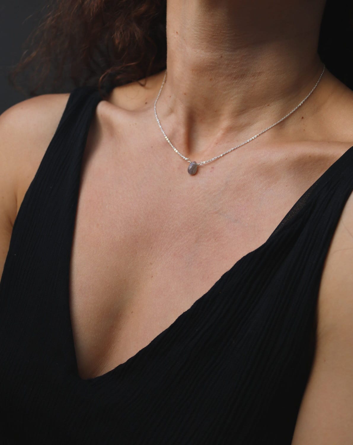 Collier labradorite argent