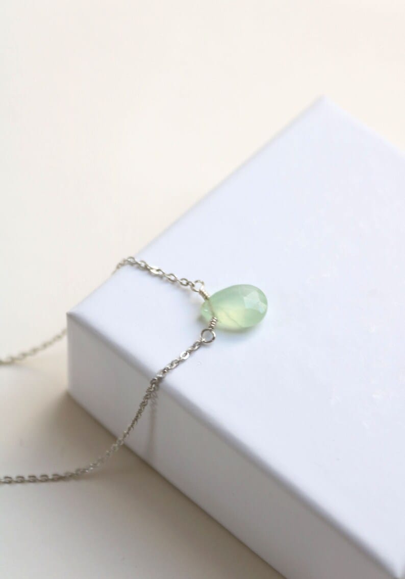 Collier argent avec pendentif, chaîne argent avec pierre, collier pierre verte argent