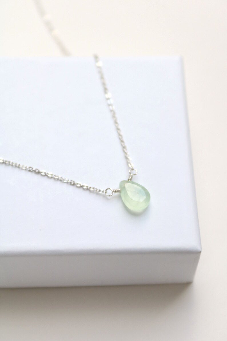 Collier argent avec pendentif, chaîne argent avec pierre, collier pierre verte argent