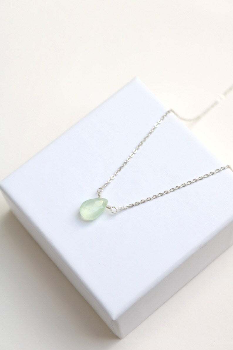 Collier argent avec pendentif, chaîne argent avec pierre, collier pierre verte argent