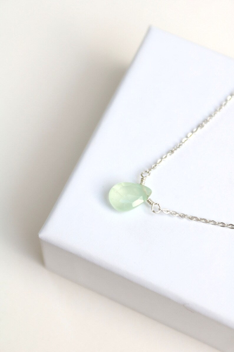 Collier argent avec pendentif, chaîne argent avec pierre, collier pierre verte argent