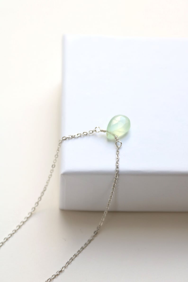 Collier argent avec pendentif, chaîne argent avec pierre, collier pierre verte argent