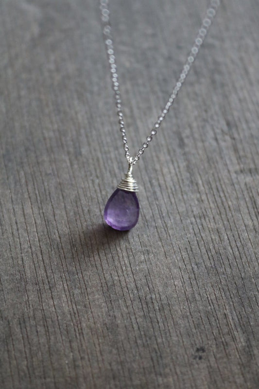 Halskette mit Amethyst Stein, Silberkette mit Edelstein Amethyst , Silberkette mit Geburtsstein Februar Amethyst
