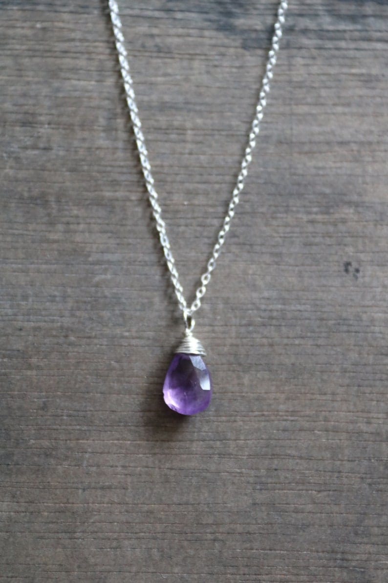 Collier avec pierre d'améthyste, collier en argent avec améthyste de pierre précieuse, collier en argent avec améthyste de pierre de naissance de février