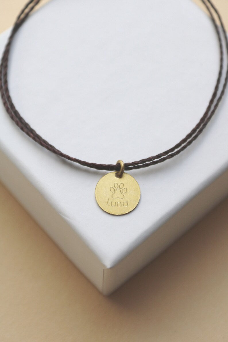 Bracelet d’impression de patte, bracelet initial, cadeau d’amoureux des chiens